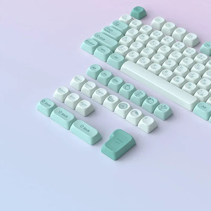 Mint Soda Keycaps MOA Profile 125 Keys Dye Sublimation Custom Keycap Set for 100%, 75%, 65%, 60% MX Mechanical Keyboard