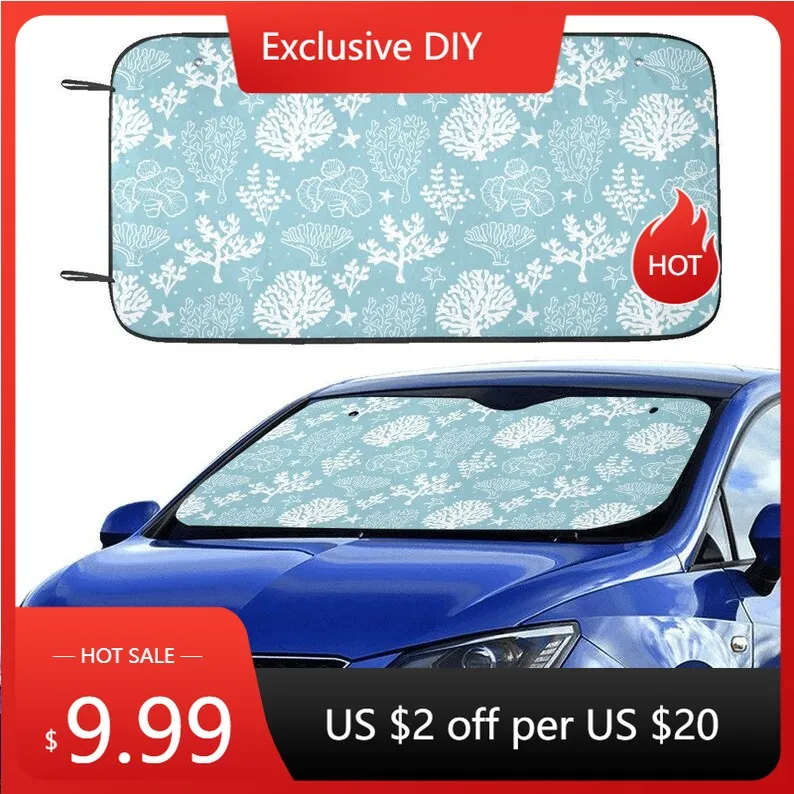 

Coral Reef Sun Visor for Windshield, Blue Sea Ocean Car Accessories Auto SUV Vehicle Protector Window Shade Visor Screen Cover D