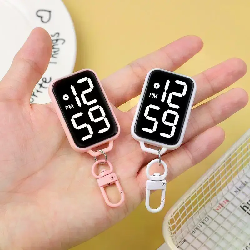 Светодиодный брелок, карманные часы, цифровой дисплей, электронные часы для молодых студентов, рюкзаки, ключи, подвеска, часы, подарок