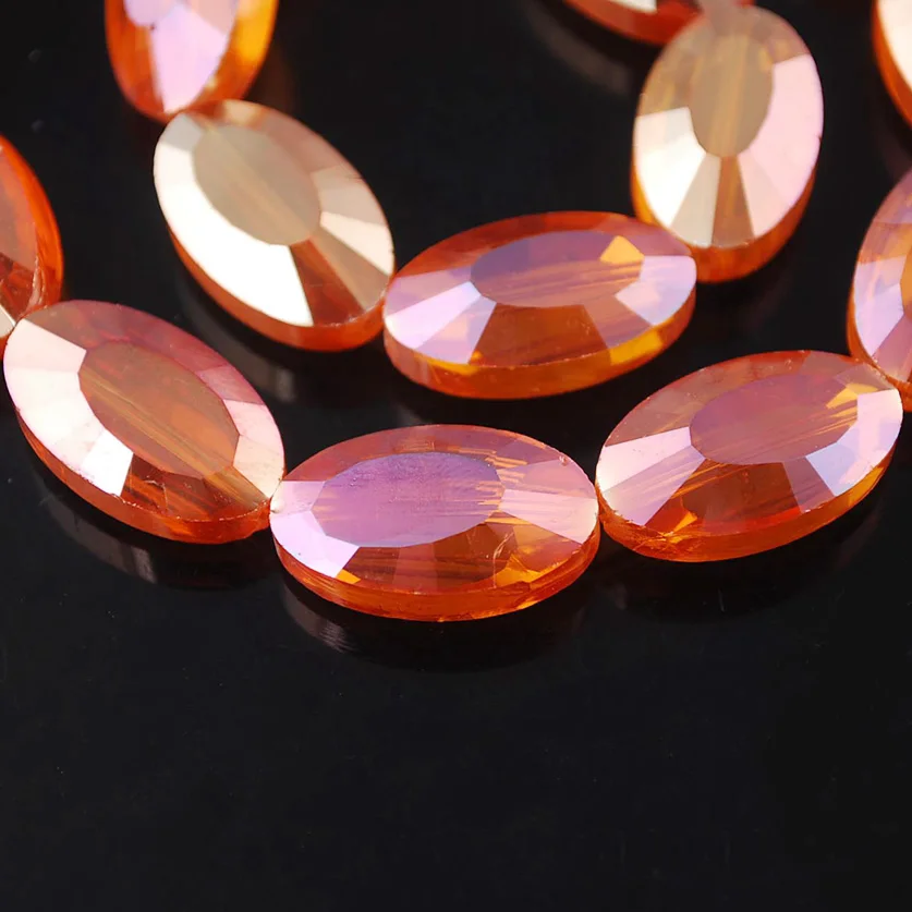 10pcs 22x13mm Oval Faceted Crystal Glass Prism Loose Crafts Beads for Jewelry Making DIY Jewelry