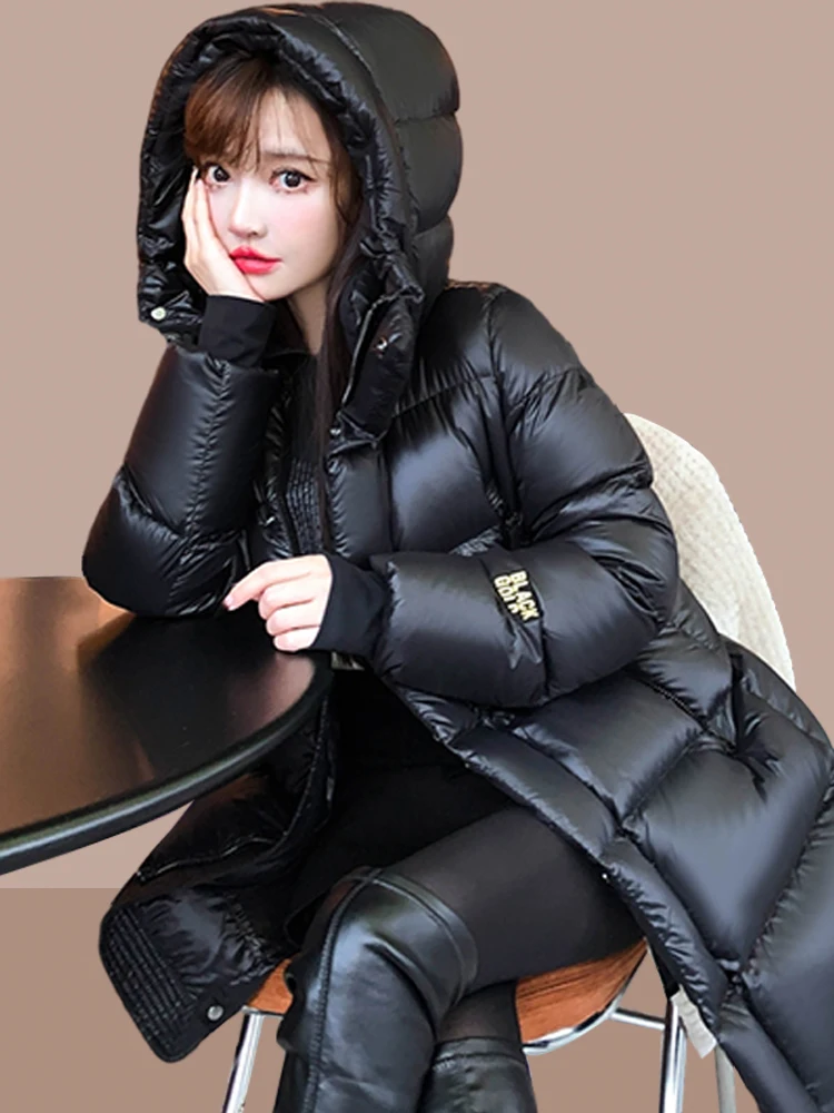 

Thickened Cotton Jacket Women's Mid-Length Warm Coat Autumn Winter New Style Fashionable Female Outerwear Hooded Zipper
