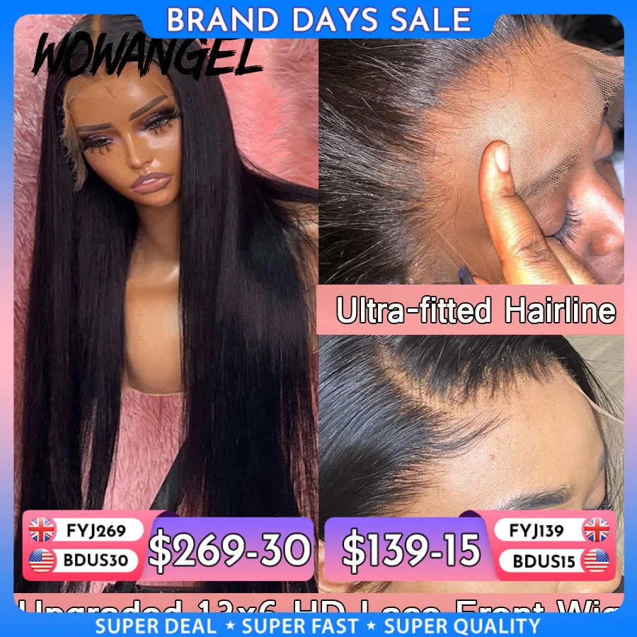 34 zoll Echt HD Spitze Vorne Perücke Pre Gezupft Gerade Perücken 13x6 HD Transparent Spitze Frontal Menschliches Haar perücke Brasilianische Haar Für Frau