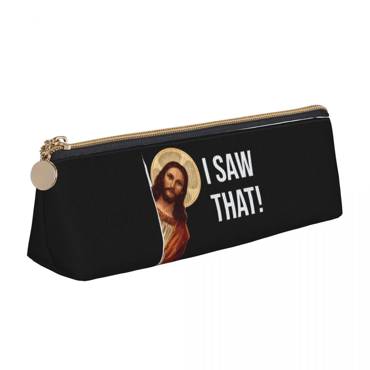 Jesus Meme I Saw That Pencil Case Popular Triangle Pencil Pouch Child Cool Large Capacity School Pencil Cases Supplies