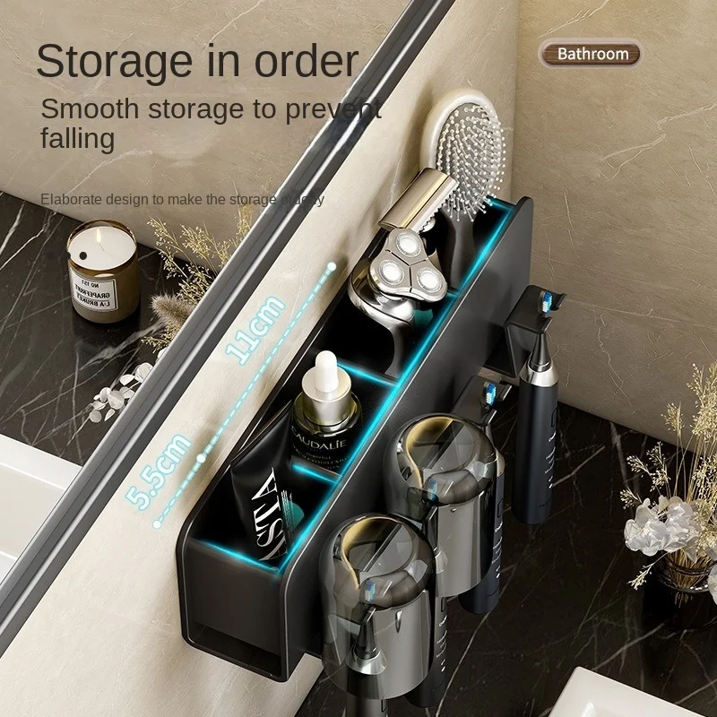 Punch-Free Electric Toothbrush Rack Gargle Cup Shelf Gun Gray Gargle Cup Wall-Mounted Electric Toothbrush Holder