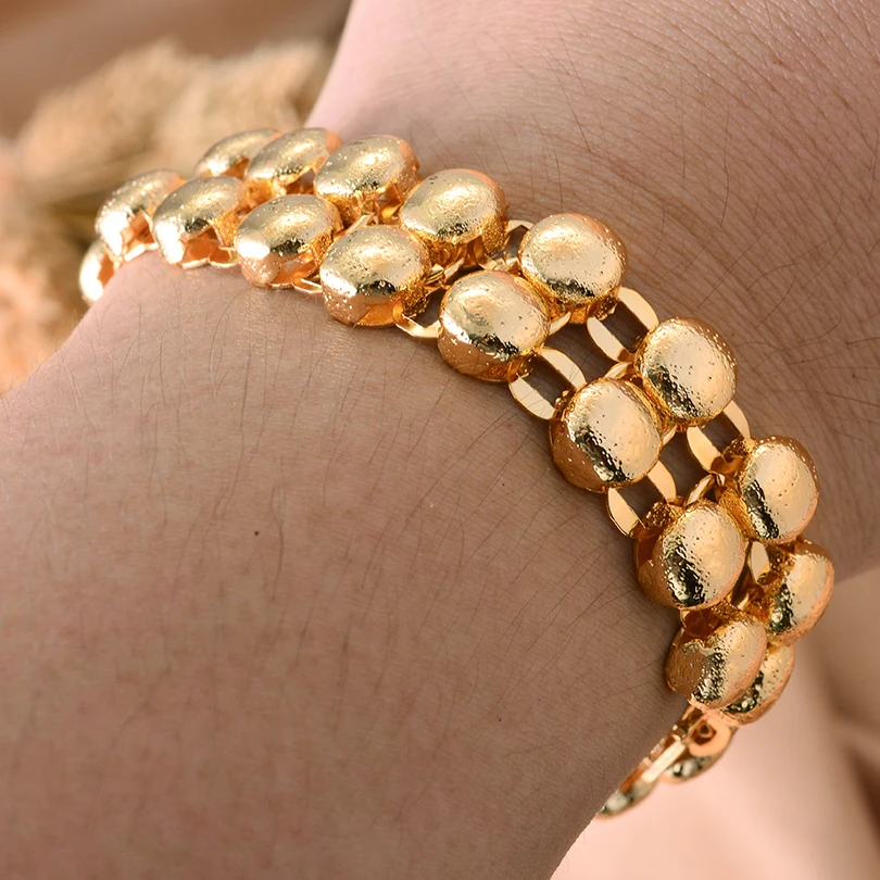 Bangles Arab Ethnic Girly Fresh Gold Color Coin Bracelet with Stone Women Dubai Jewelry Bracelet African gifts kid  present