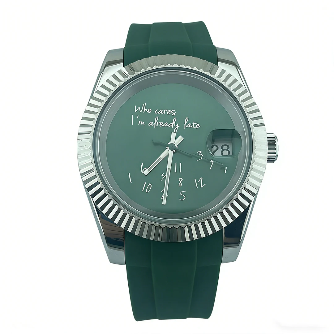 

Зеленые часы 36/39 мм NH35: «Кто волнуется, я уже опоздал» — высококачественное сапфировое стекло, водонепроницаемые, с механизмом NH35