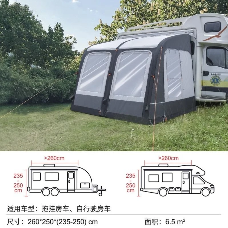 Tipo C tipo B RV lateral RV remolque de camping RV tienda inflable lateral 5-8 personas sombra impermeable