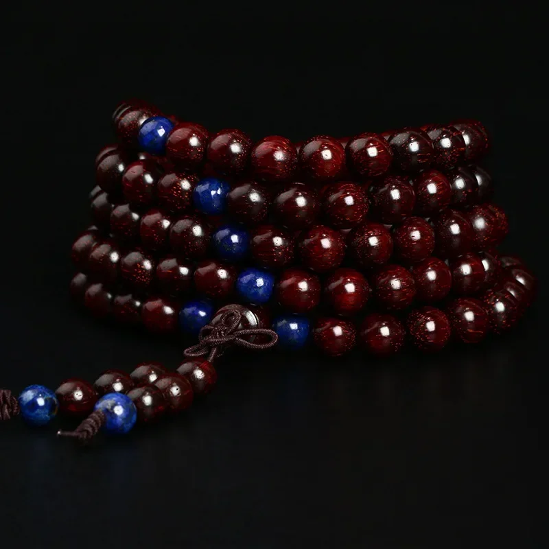 

Indian red sandalwood hand string men and women's 108 literary Buddha bead bracelet necklace flow oil coated pulp old material