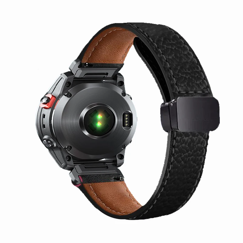QuickFit 26/22/20 مللي متر حزام المعصم الجلدي ل Garmin Fenix E 8 51 مللي متر 47 مللي متر 43 مللي متر/7X 7 6 6X/Epix 2 المغناطيسي المفاجئة حزام (استيك) ساعة اكسسوارات