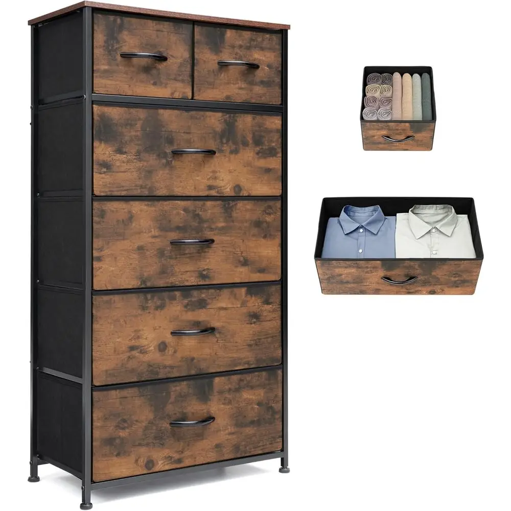 

abric Drer or Bedroom, Tall Skinny Drer with 6 Ders, Storage Organizer Tower, Steel e Wooden Top or Closet, Living Room, Hallway