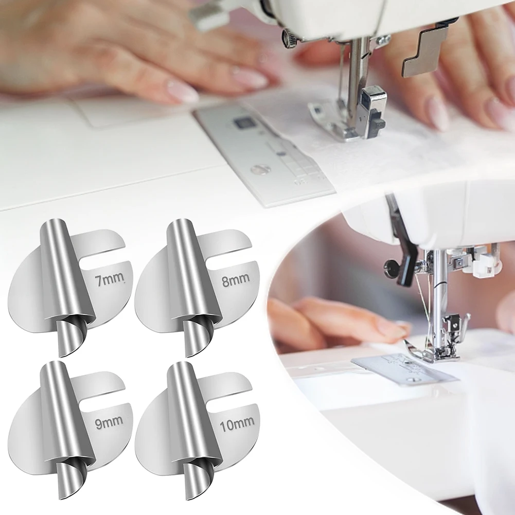 7-10mm Sewing Scroll Hemmer Foot Universal Curved Scroll Hemmer Foot Stainless Steel 4pcs DIY Crafts Sewing Tools Accessories