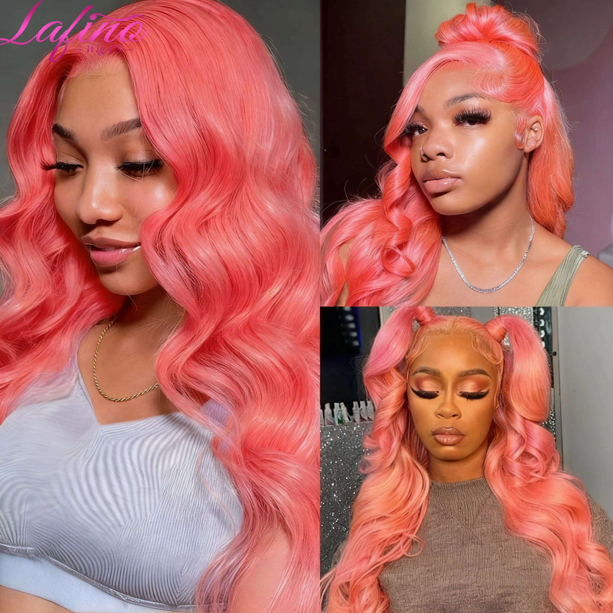 Pink Body Wave 13x4 13x6 HD Transparent Lace Frontal Wigs 30  Inch Lace Front Wig Color Human Hair Wigs Pre Plucked For Women image 4
