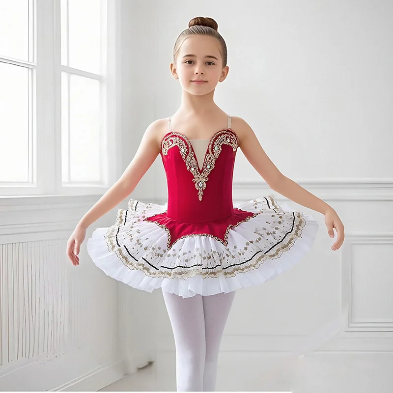

Детская бальная одежда, балетное платье-пачка с блестками и цветами для девочек, платье-пачка для современного танца, балетное платье принцессы для девочек