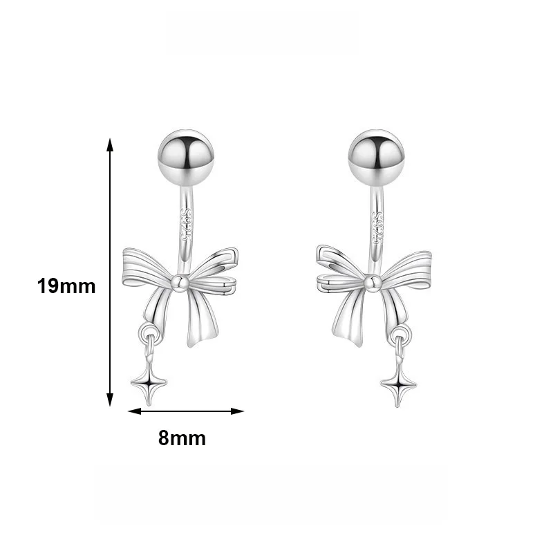 Silver Color Bowknot Bead Screw Stud Earrings For Women Party Classic Fine Jewelry Light Luxury Accessories