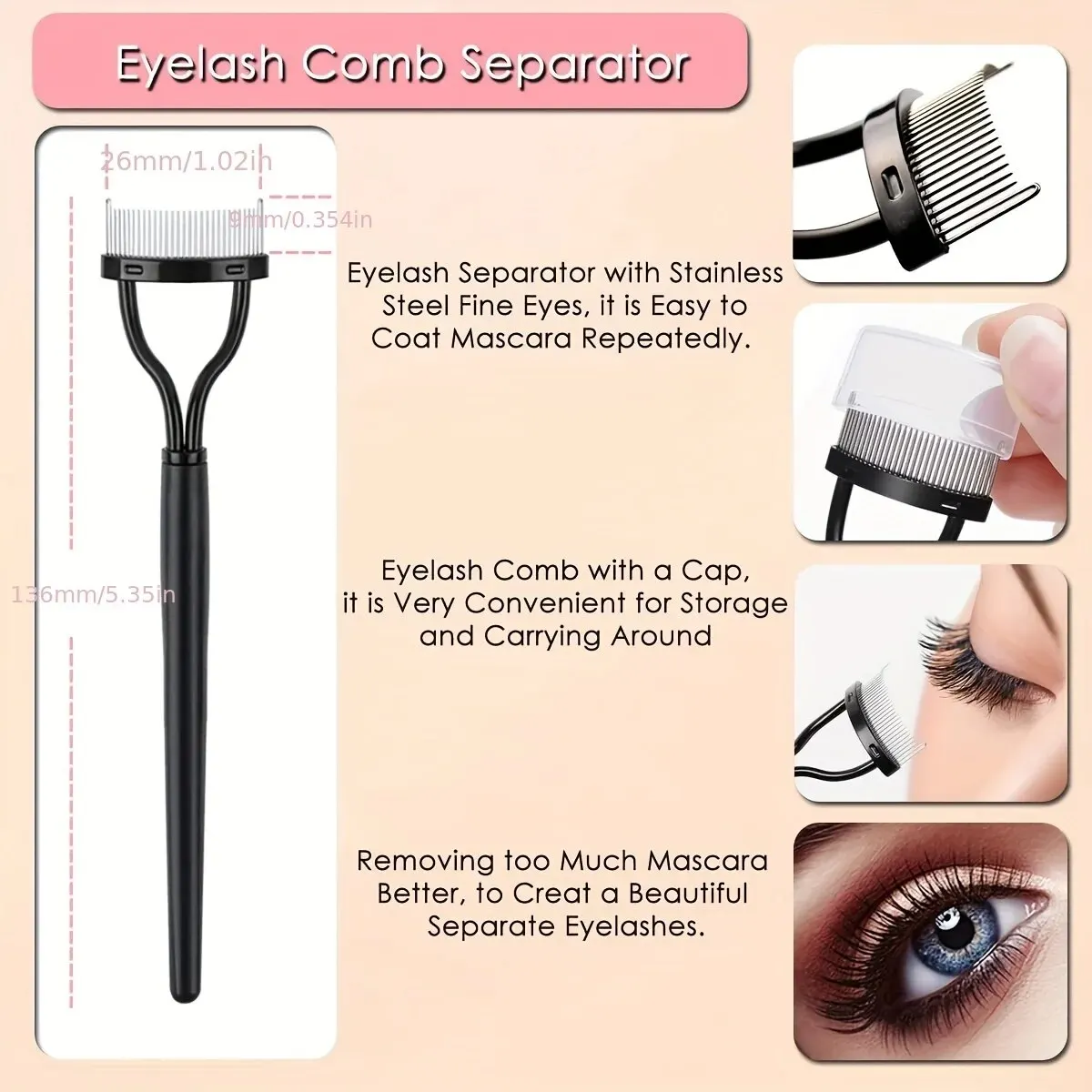 3PCS Eye Makeup Tools Set Eyebrow Brush And Comb Eyelash Brush Eyelash Separator Eye Brow Comb & Spoolie Brush Professional