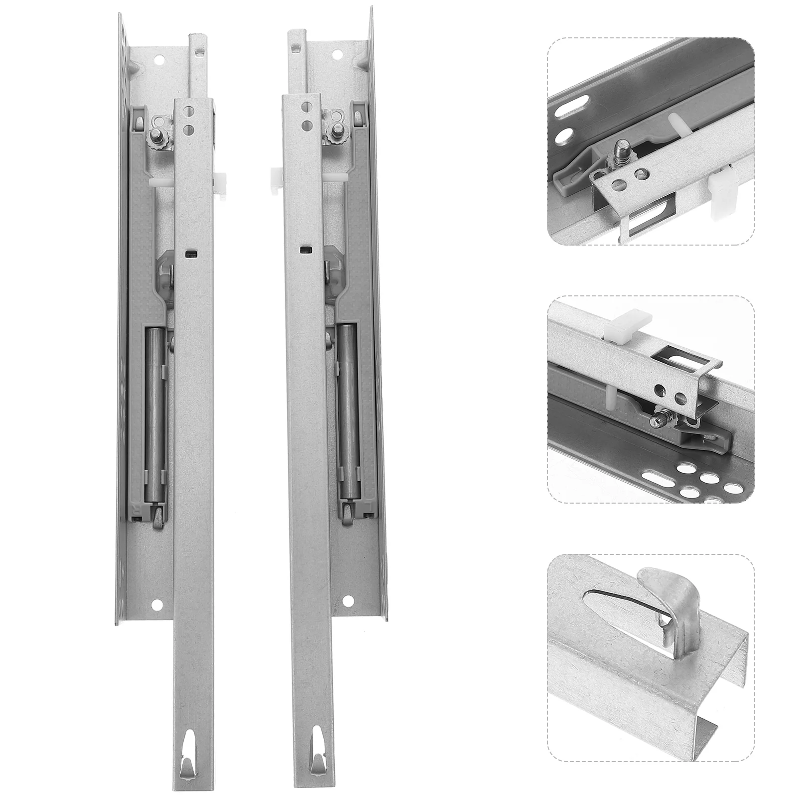 2 Pcs Drawer Hidden Slides Lock Heavy Duty Replacement Central Concealed Glides Cold Rolled Steel Softer Close
