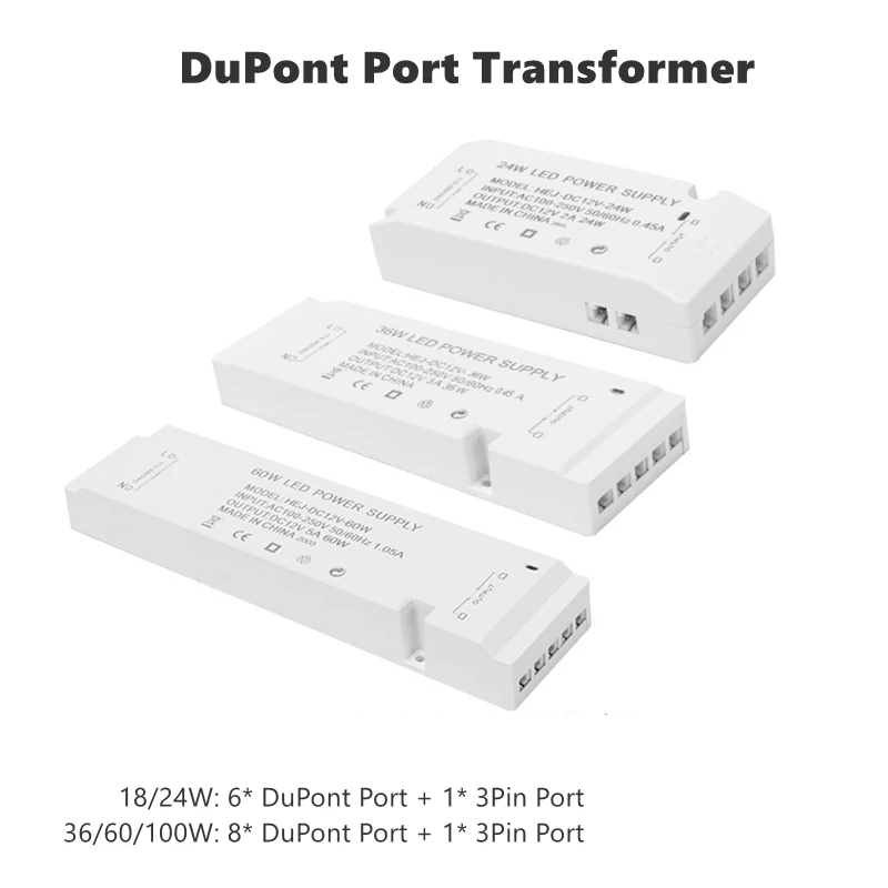 AC110V-220V to DC12V освещение Трансформатор DuPont порт драйвер 3 Pin Ручной дверной датчик светодиодный шкаф светильник источник питания 18W 24W