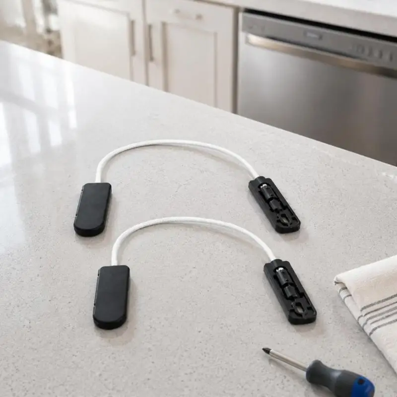 J6PE Dishwasher Repair Replacement Cable 4933DD3001B, Hinge Link Part with Braided Structure and Molded Connector Ends for