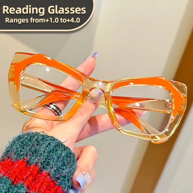 نظارات قراءة Oyalie ذات ألوان مميزة تؤدي نمط الإكسسوارات الموضة مع مجموعات الألوان التي تجذب الاهتمام وكسر الدهان التقليدية، وتغطي نطاقات الوصفات الطبية من +1.00 إلى +4.00 درجة