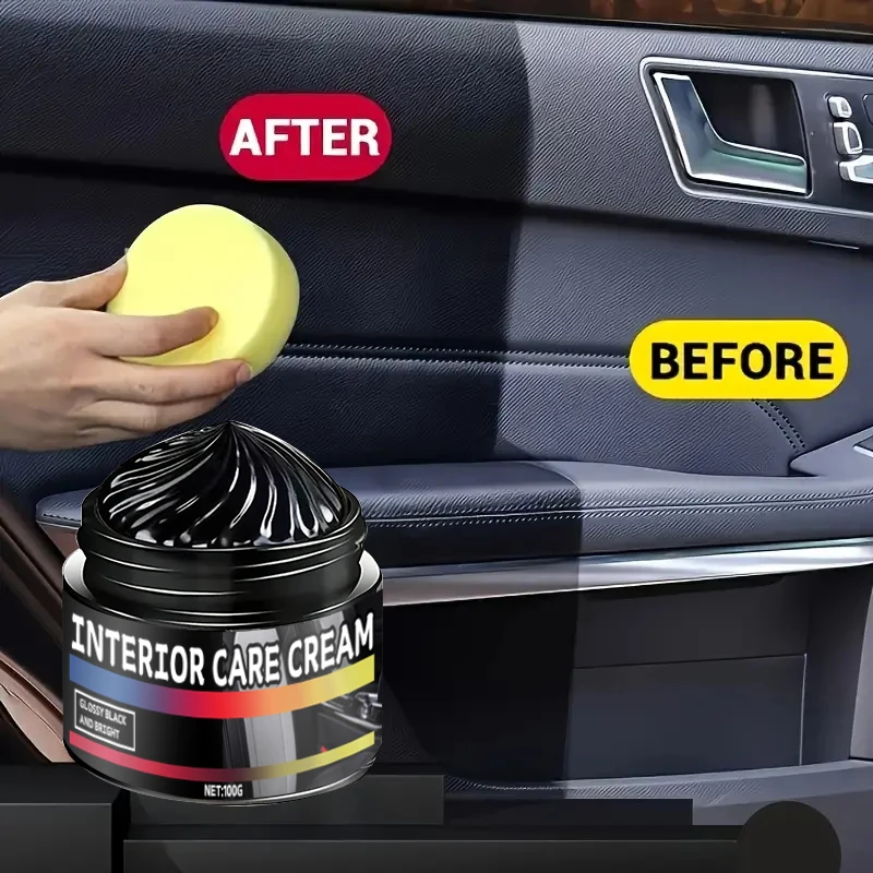 

1 Piece 100g Car Repair Kit: Black Interior Wax, Dashboard, Plastic, Tire, Imitation Leather Seat Care Paste, External Plastic Renovation Paste - Comprehensive Rejuvenation Car Interior
