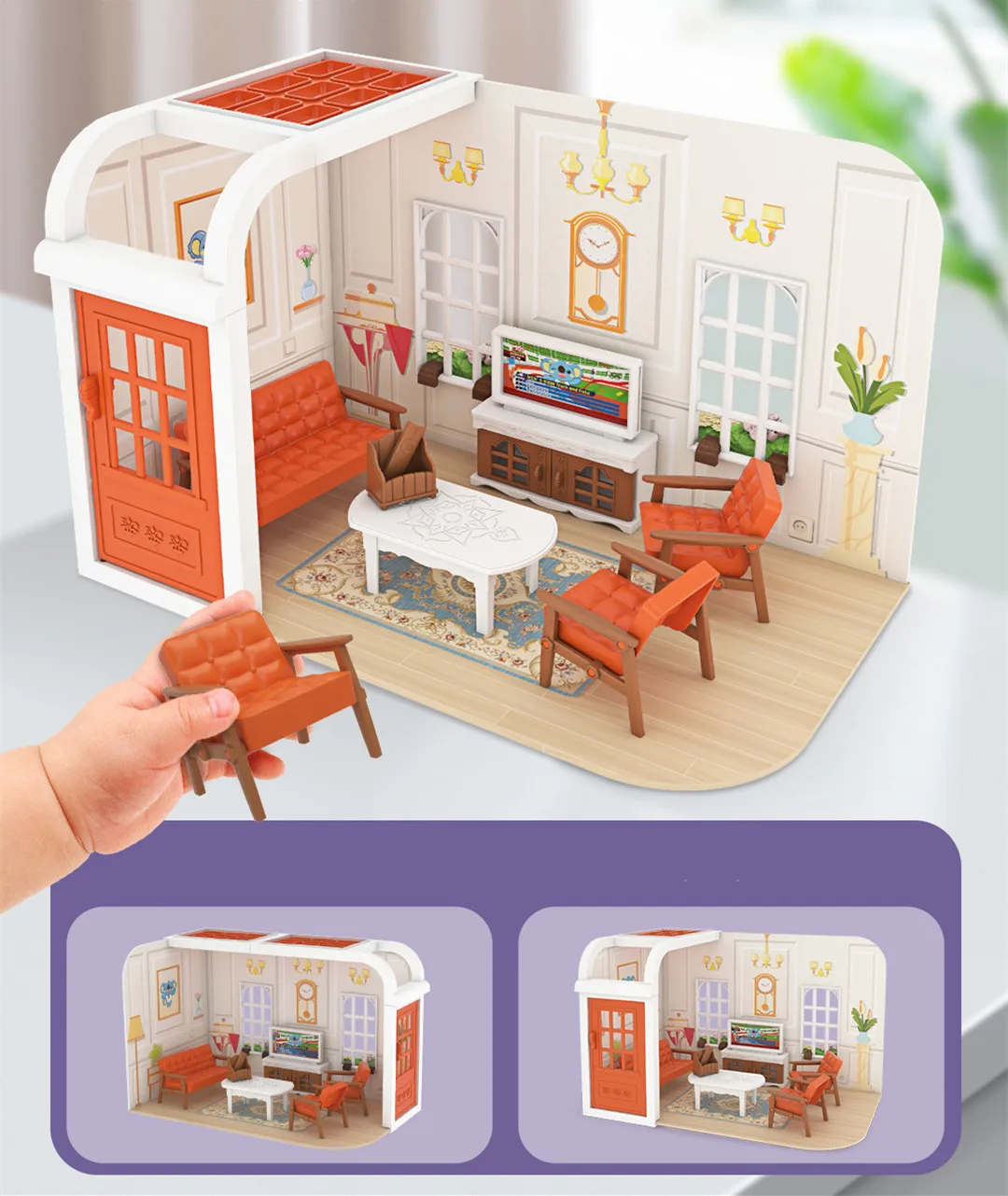 Original Toys Miniature Items Furniture Family Toys Dollhouse LivingRoom Bathroom Kitchen Set Pretend Creative Ideas Kids Toys