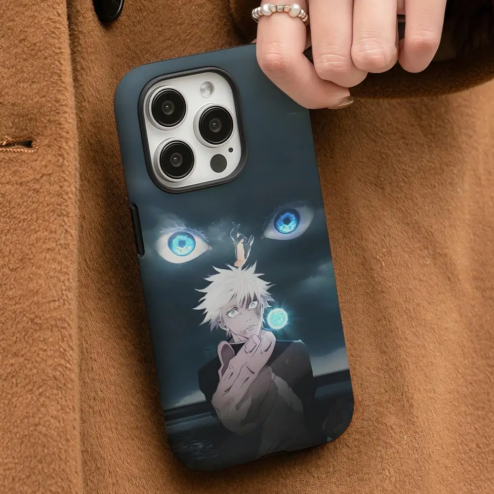 

G-Gojo Anime Satoru Phone Case For iPhone 17 16 15 14 13 12 Pro Max Plus Glossy HD Double-Layer Liquid Back Film Hard Shell