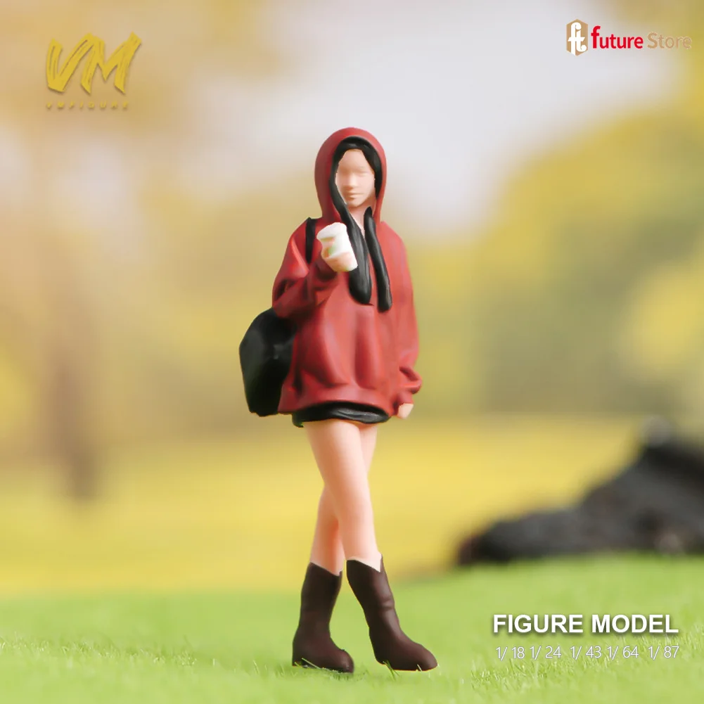 Miniature Figure 1/87 1/64 1/43 1/24 1/18 Beauty Girls Wearing a hoodie Diorama Doll Creative Scene Props Resin Model Decor