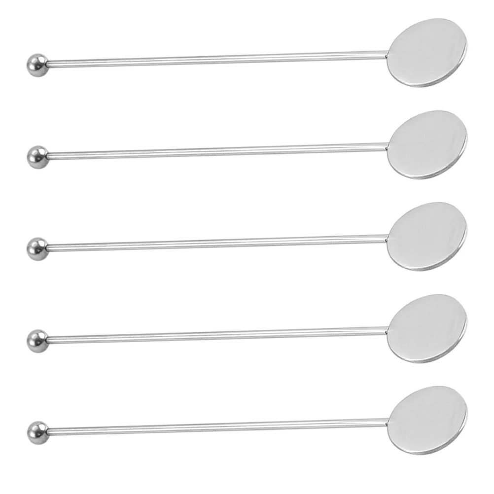 5 Pcs Household Stirring Rod Bar Puddler Swizzle Stick Stainless Steel Stirrers