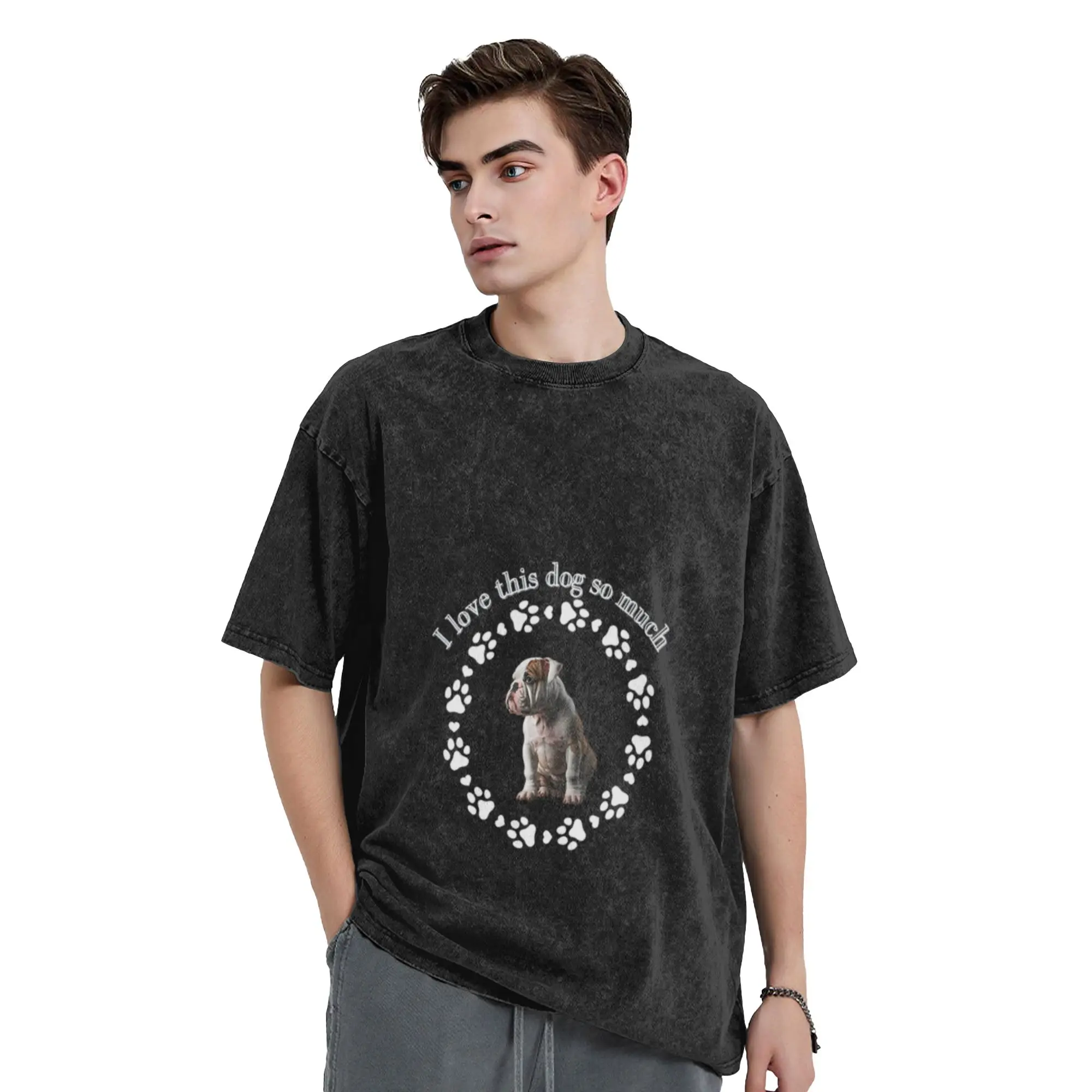 The love of the bulldog Unique Stylish A Vintage Oversized Cotton Unisex T-Shirts