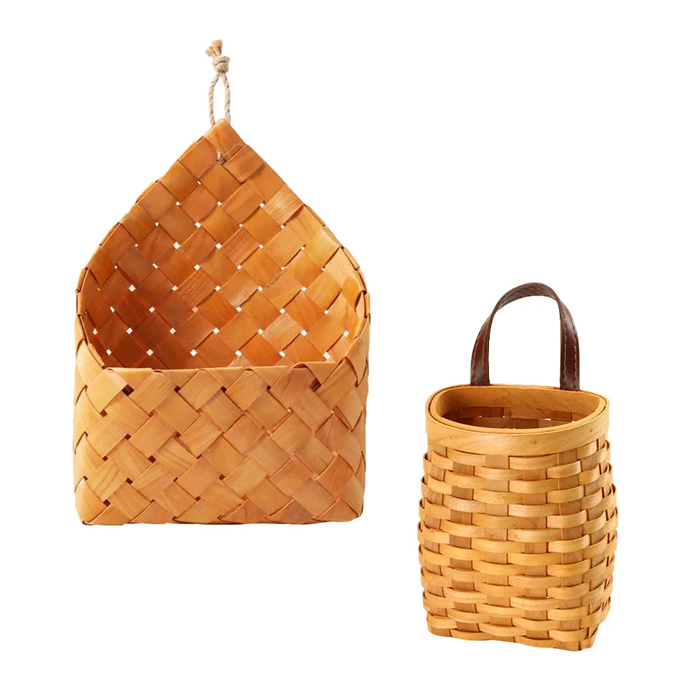 

Wall Hanging Basket Storage Container Weaving Decorative Baskets Flower Holder Home Sundries ganizer Woven Rattan Style Rustic