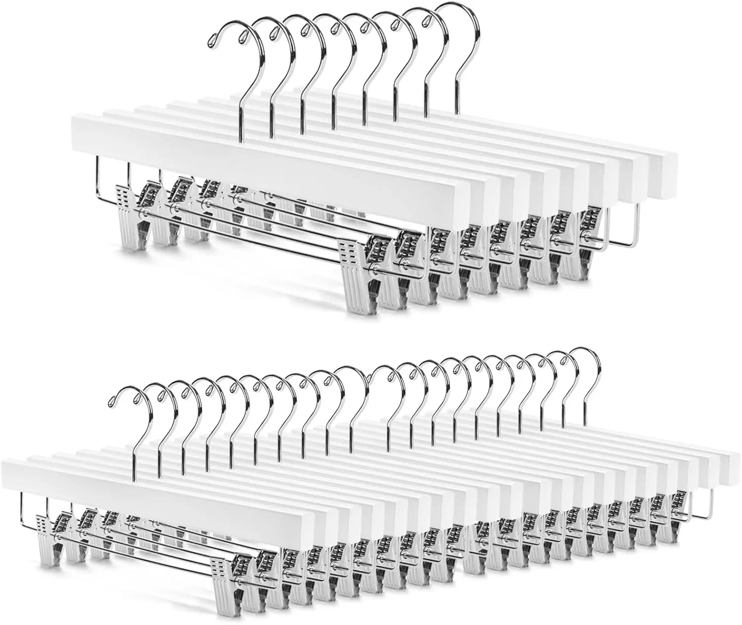 

Деревянные вешалки для брюк класса люкс с зажимами, из массива лотосового дерева, набор из 28 штук, белые