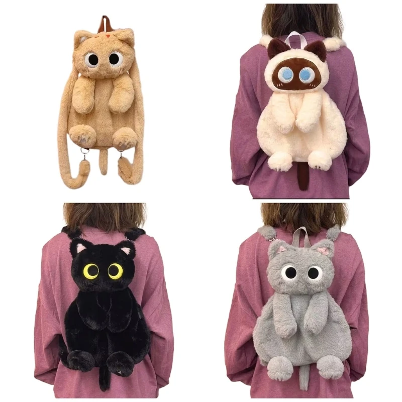 3D Plush Backpack Cartoon School Bag Soft Comfortable Shoulders Bag for Kids Girl Gift Daily Use Women Shoulder Bag