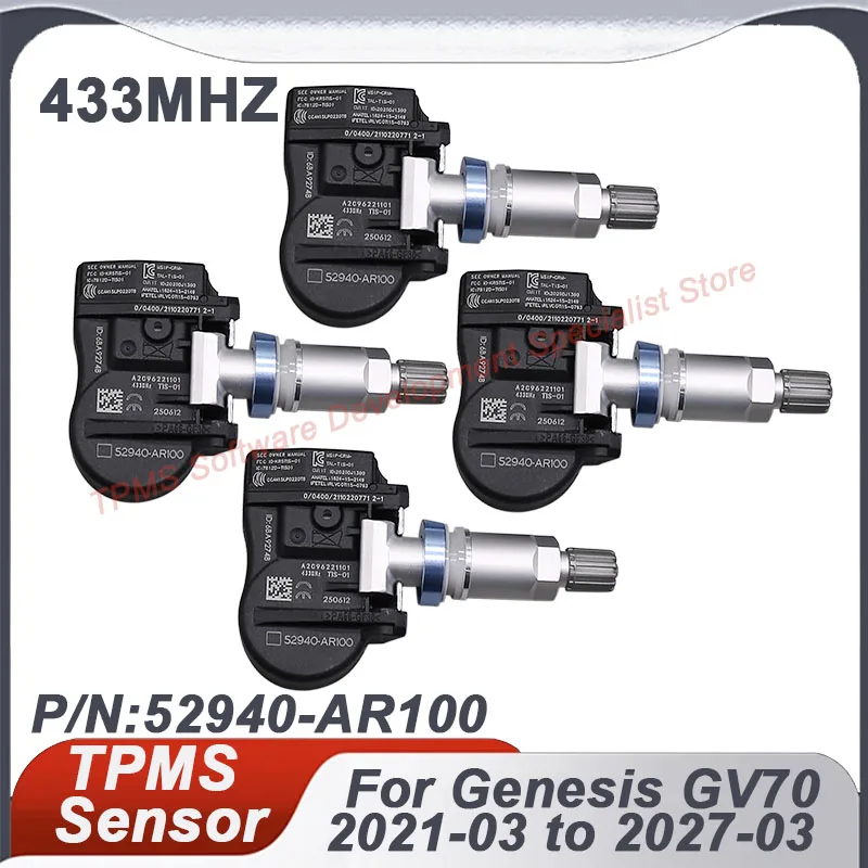 

52940-AR100 Tire Pressure Sensor TPMS Sensor For Genesis GV70 2021-2027 433MHZ 1/4PCS 52940AR100