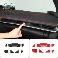 ABS Carbon Fiber/Red For Chevrolet Corvette C8 Z51 Z06 2020-2023 Car Air Conditioning Vents Decorative Stickers Car Accessories