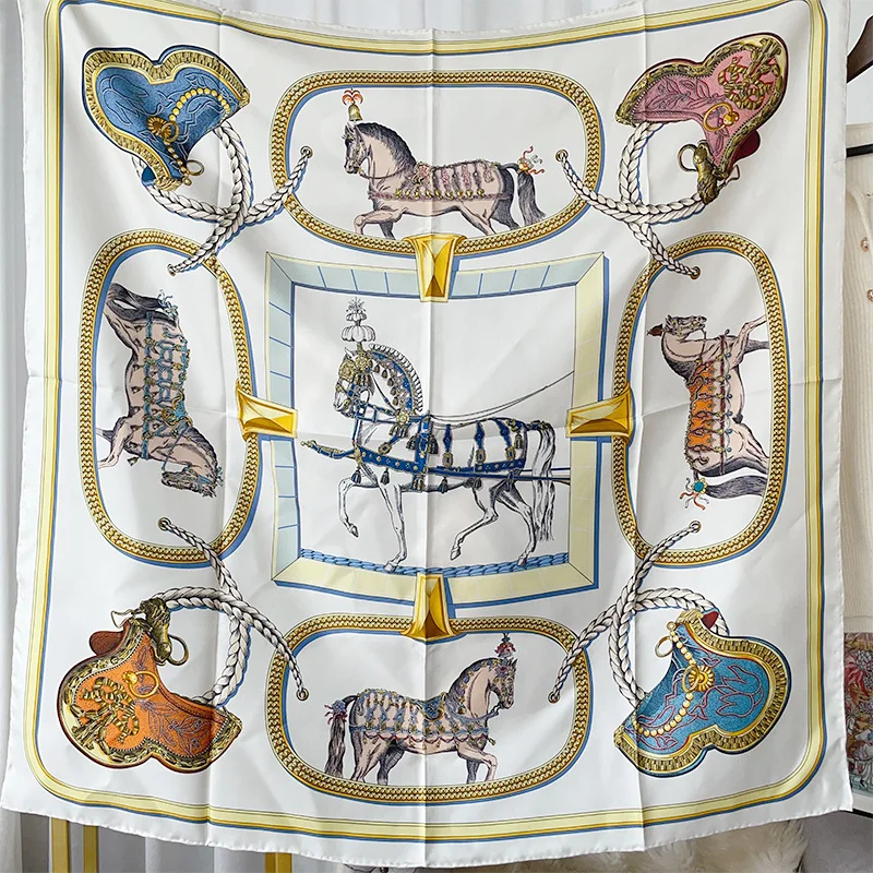 

Шелковый шарф 14 мм, 90 роскошных квадратных банданов, шарфы с краями на роликах, женская одежда, аксессуары для волос, рождественский подарок для влюбленных