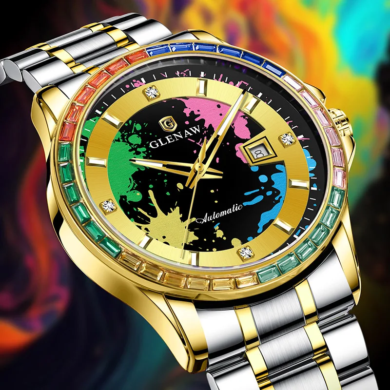 

Glenaw top brand luxury fashion trend personality fully automatic mechanical men's trendy luminous waterproof watch