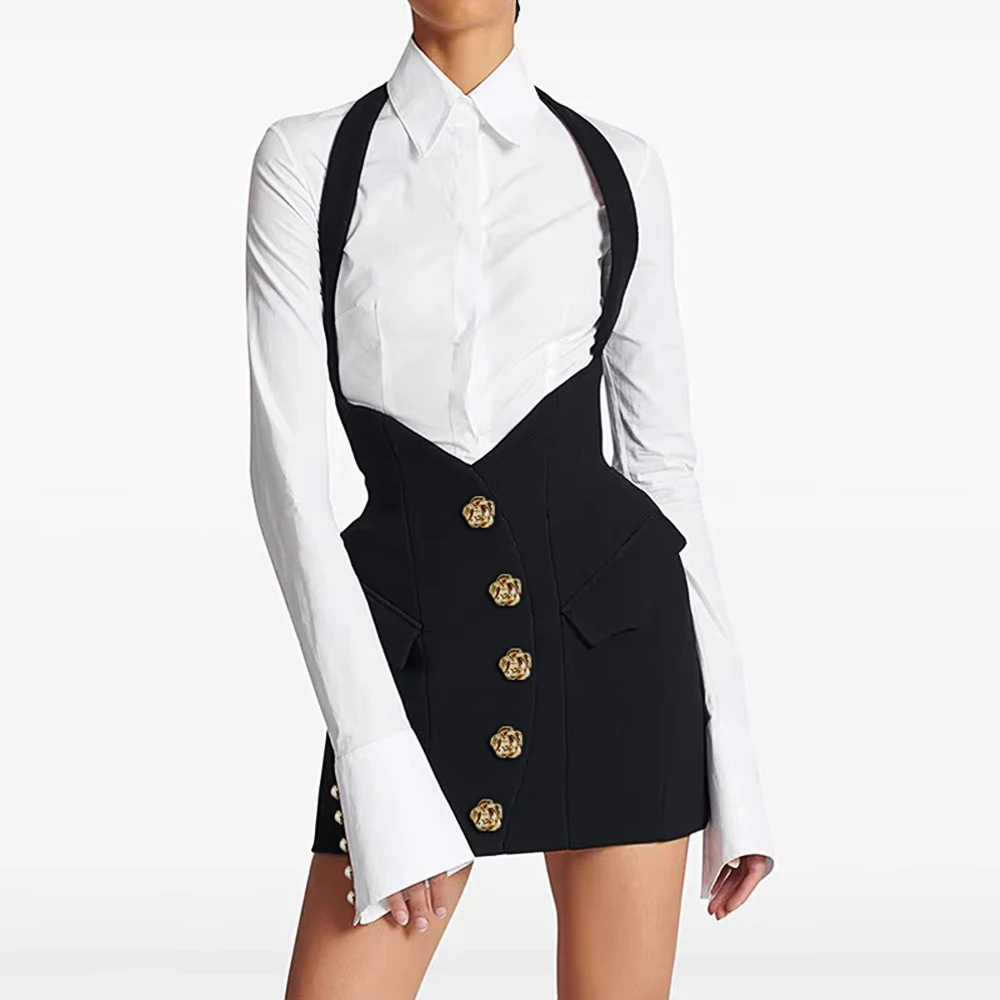 Autumn Winter Clothes Turn-down Collar Style Commuting No Decoration Women's Fashion Outerwear Set Short Skirt Ensemble