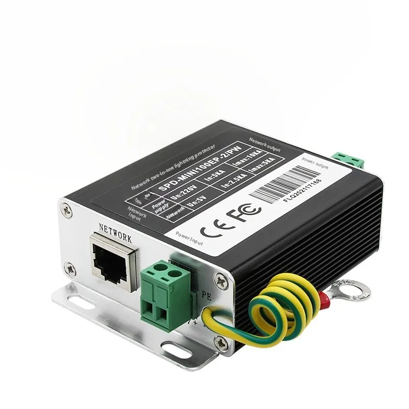

Устройство защиты от перенапряжения Ethernet 2 в 1/блок питания камеры безопасности RJ45 100 Мбит/с Сеть Light-ning Protec-tion для камеры безопасности