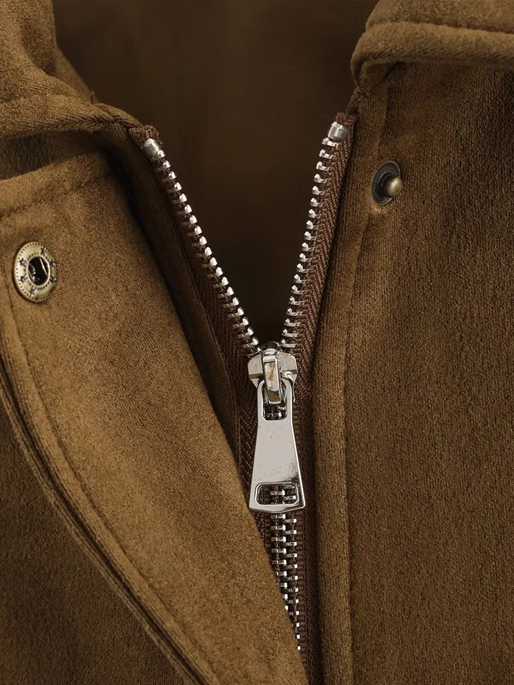 HH Women Autumn 4 Colors Retro Versatile Lapel Bomber Coat Jacket Female Casual Zipper Pocket Pleated Design Streetwear Outwear