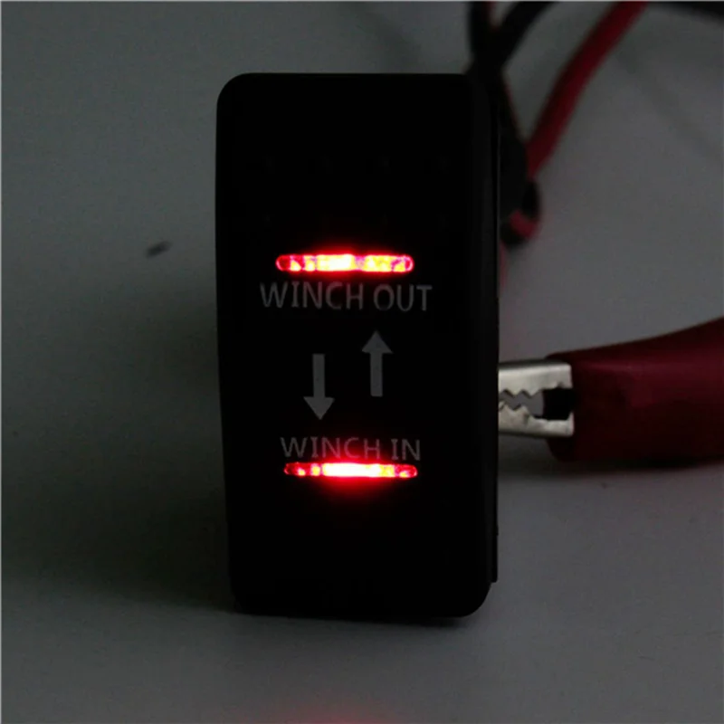 

8X 12V 20A Winch In Winch Out On-OFF-On Rocker Switch 7 Pin LED RED