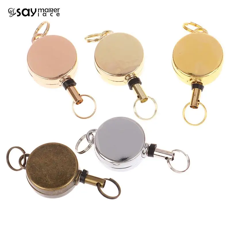 1PCS Resilience Steel Wire Rope Elastic Keychain Recoil Sporty Retractable Alarm Key Ring Anti Lost Yoyo Ski Pass ID Card