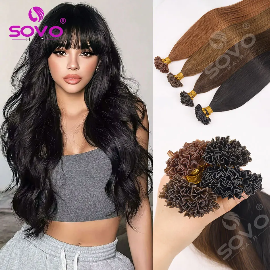 

Pre Bonded V Tip Hair Extensions 100 Strands Real Remy Human Hair Keratin Tips Silky Straight 12-26 Inch No Tangle