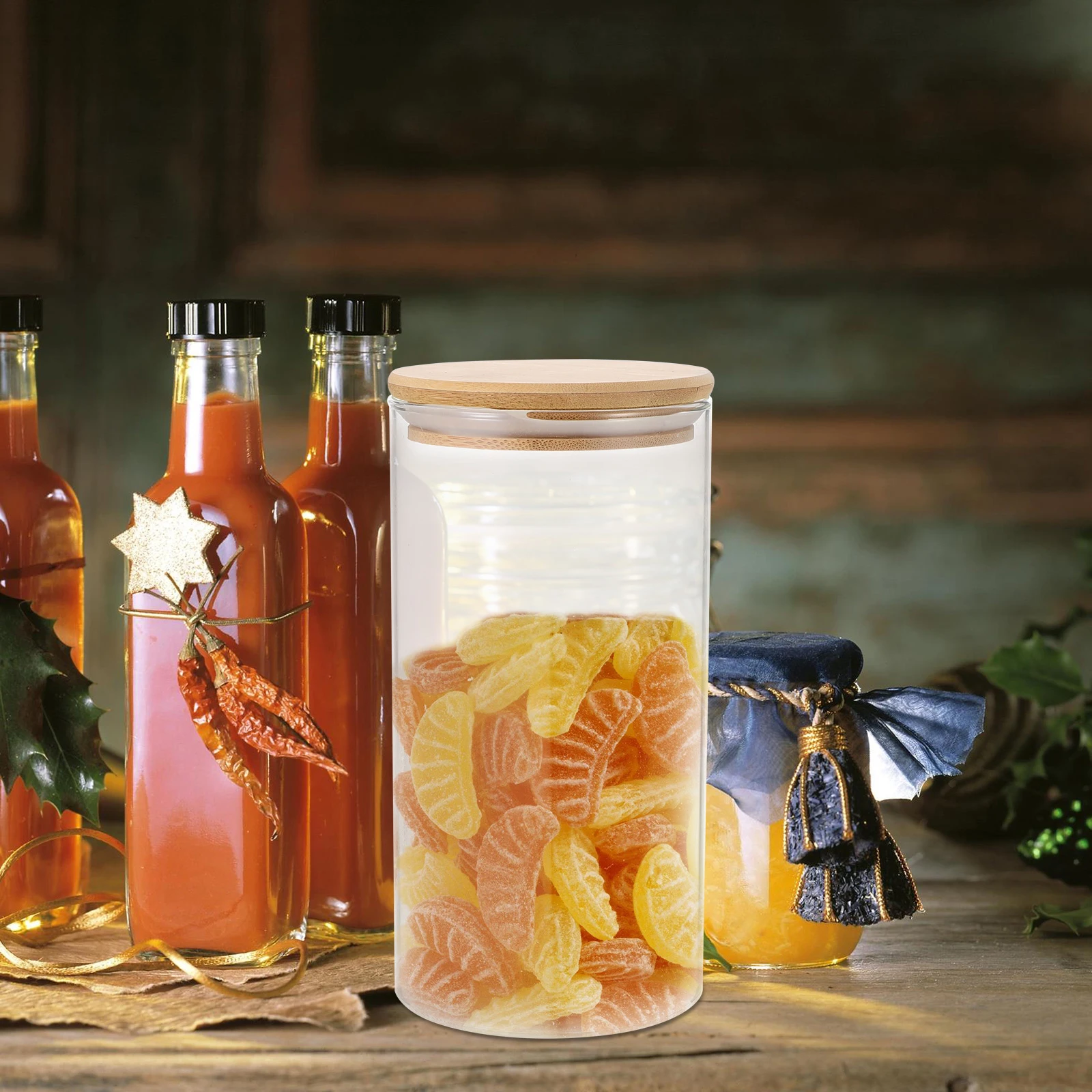 

Glass Storage Jar Transparent Food Containers Lids Mason Jars Sealed Bottle Safe Materials Reusable Moisture Proof Cover