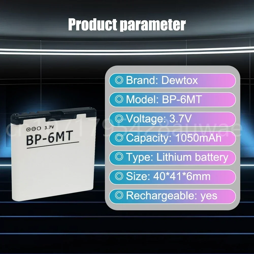 Battery BP-6MT 1050mAh for Nokia N81 N82 N81-8G E51 E51i 6720 6720C BP 6MT Mobile Phone Replacement Battery