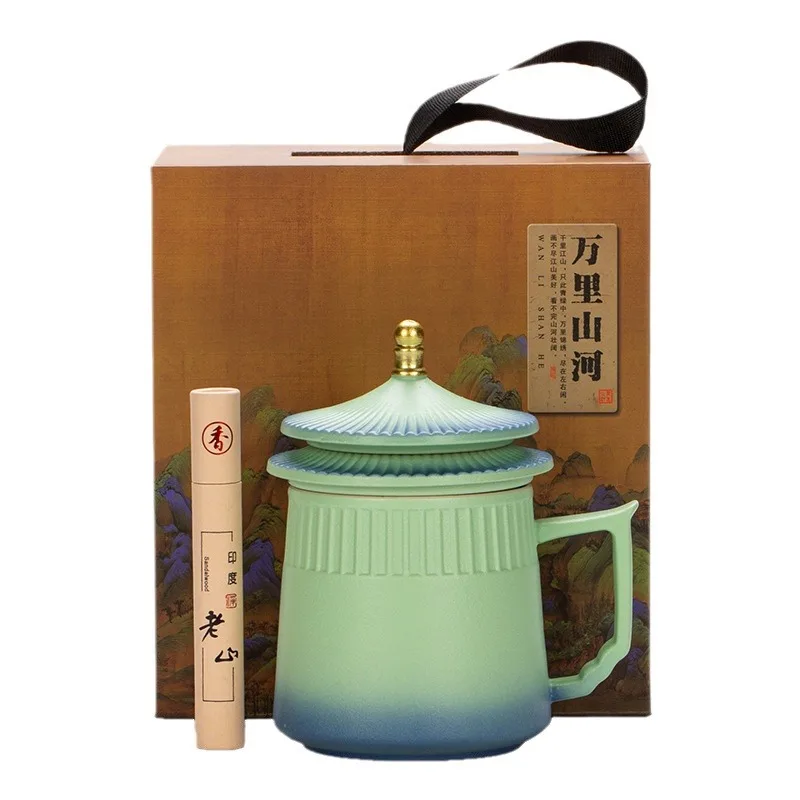 PYJ Forbidden City merchandise Ceramic teacup with lid Anniversary gift Special gift for housewarming