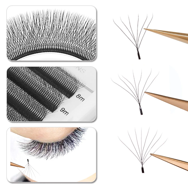 Inventory Clearance 6D/7D/8D Natural Professional Lashes Automatic Flowering W Shape Bloom Premade Fans Eyelash Extensions