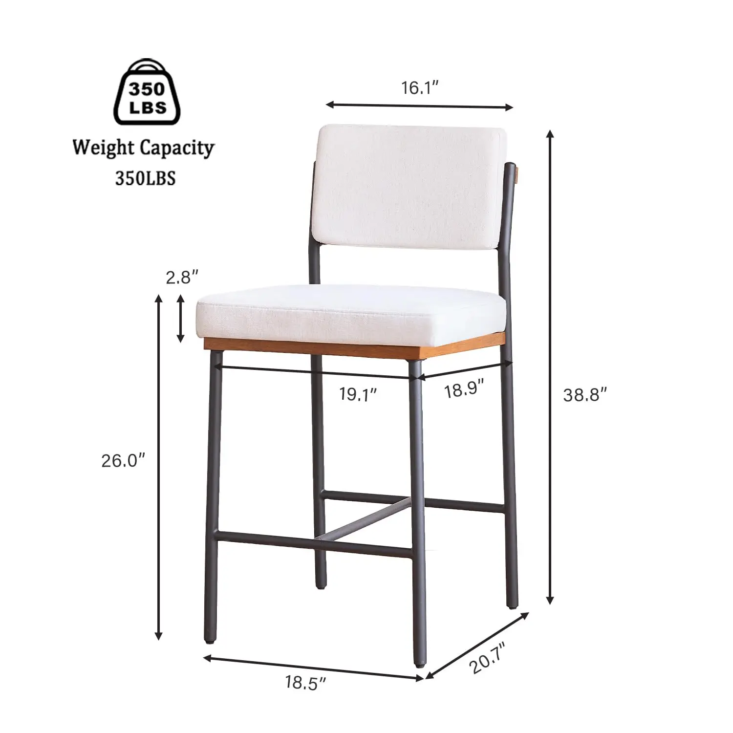 Linen Fabric Bar Stools Set of 2,26 Inch Modern Counter Height Bar Stools for Kitchen Island,Counter Stools, Customized
