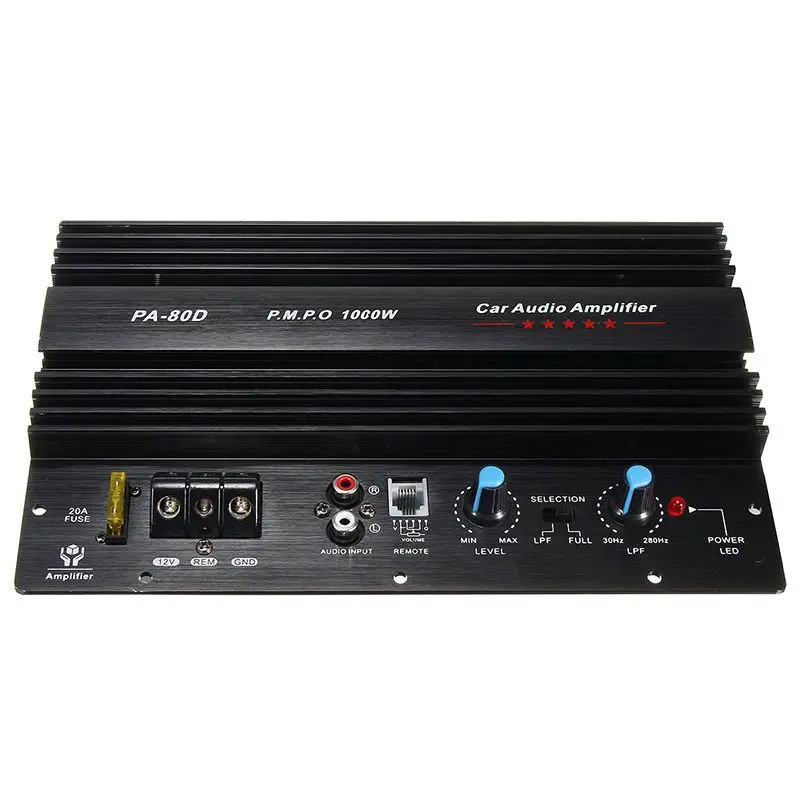 

12V 1000W Mono Car Audio Power Amplifier Powerful Bass Subwoofers Amp PA80D