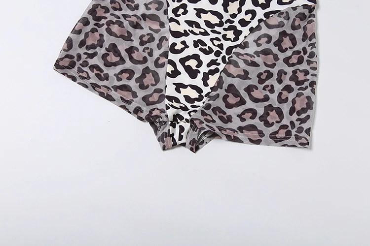 Weird Puss Leopardenmuster-Overalls für Damen, Herbst-Trend, Mesh-Patchwork, O-Ausschnitt, lange Ärmel, Mitternacht, Club, Party, sexy, modische Playsuits – Detail 9