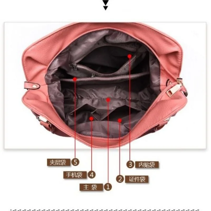 2024 Popular Women Bags Large Capacity Mom Shulder Bag Genuine Soft Leather Lady Temperament Handbag Middle Aged Famale Hand Bag